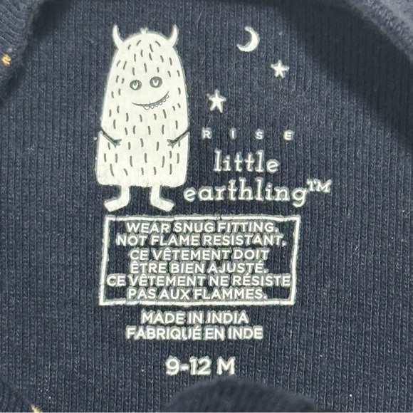 RISE little earthling - LIKE NEW Navy Blue Baby Onesie/sleeper w/ Cute Patterns - Picture 2 of 4